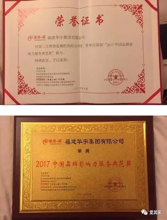 华宇（爱其家）荣膺2017年中国创新力（行业）十大领军品牌